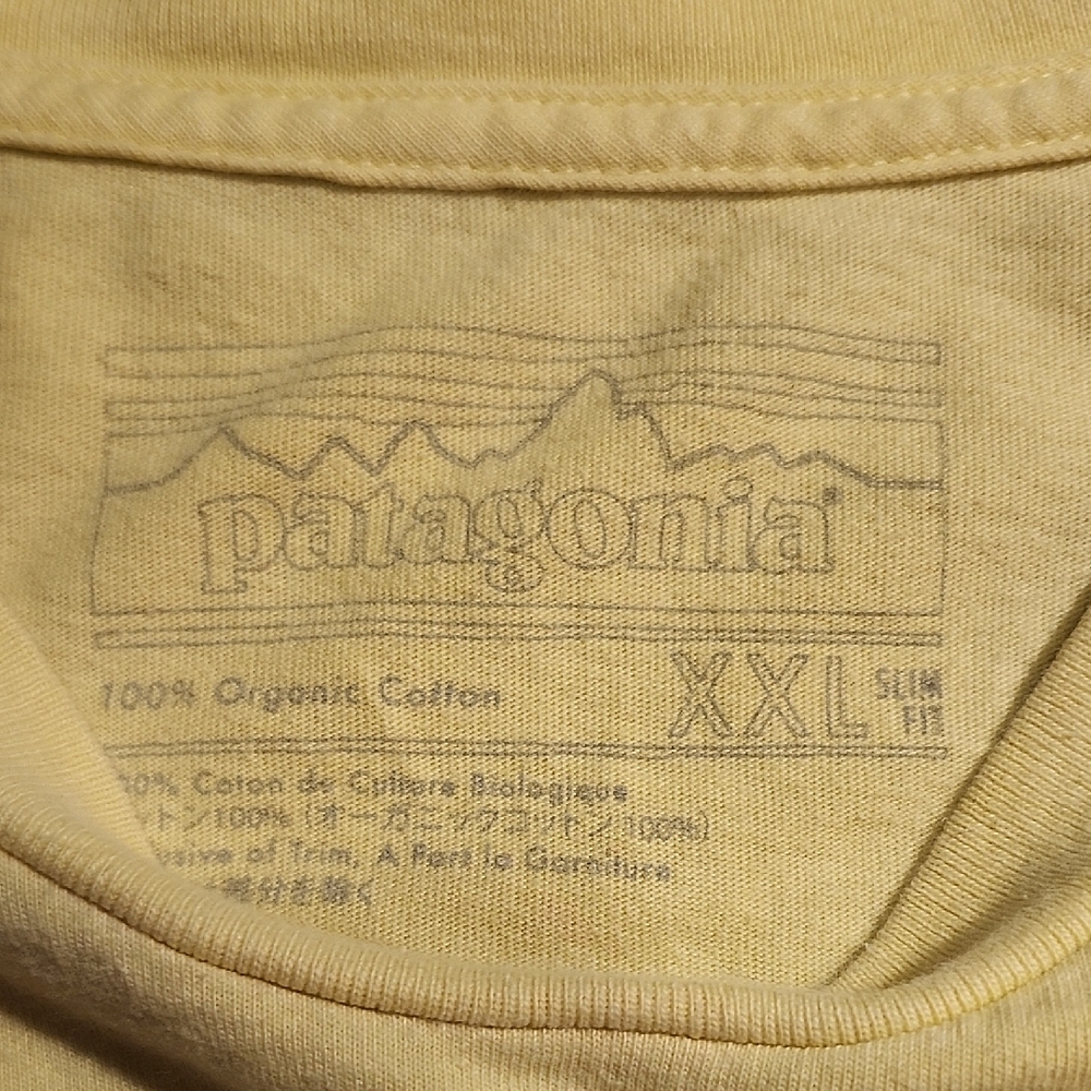 Patagonia Yellow Short Sleeve Tee with Logo -XXL - Picture 3 of 4